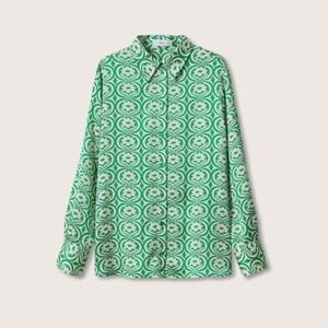 Satin 70s floral print shirt